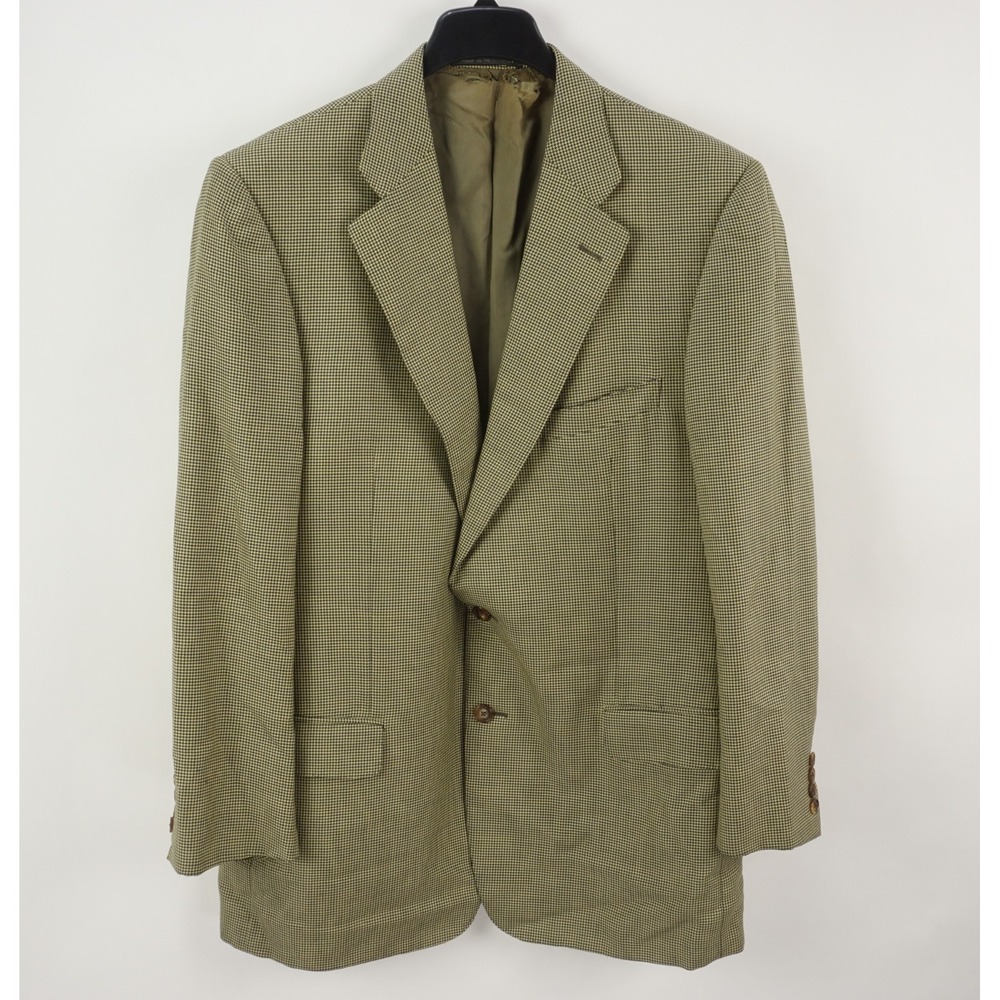 Ermenegildo Zegna 100%‎ Cashmere Houndstooth Sport Coat Men's 46R Cream Black